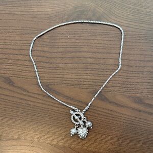 Brighton Silver Tone Toggle Necklace with 3 Ornate Charms